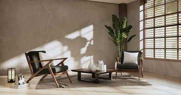 Armchair Sofa Decoration Japanese Modern Room Interior Wabisabi Style Rendering — Stockfoto