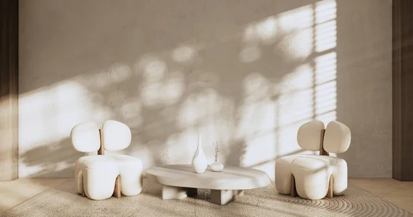 Armchair Sofa Decoration Japanese Modern Room Interior Wabisabi Style Rendering — Stock fotografie