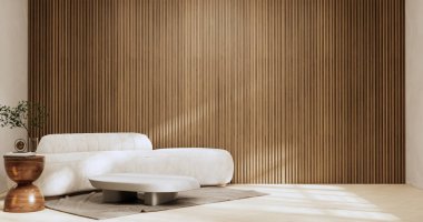 sofa and decoration japanese on Modern room interior wabisabi style.3D rendering