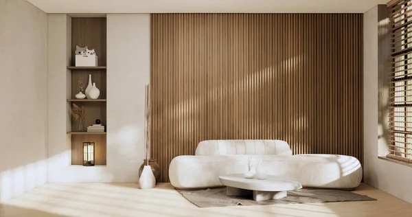 Sofa Decoration Japanese Modern Room Interior Wabisabi Style Rendering — Zdjęcie stockowe