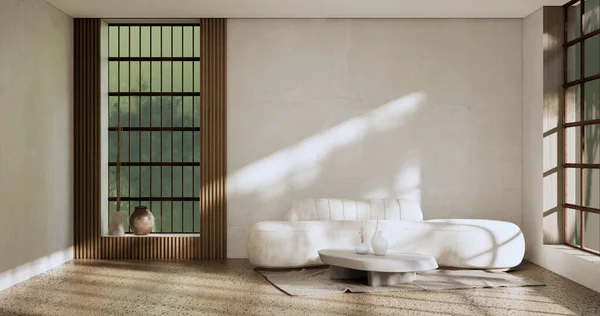 Sofa Decoration Japanese Modern Room Interior Wabisabi Style Rendering — Stockfoto