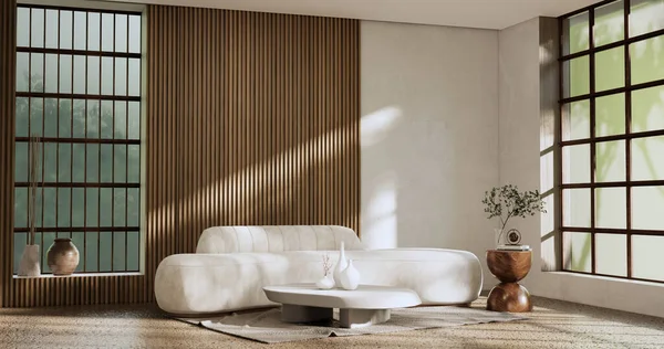 Sofa Decoration Japanese Modern Room Interior Wabisabi Style Rendering — Φωτογραφία Αρχείου