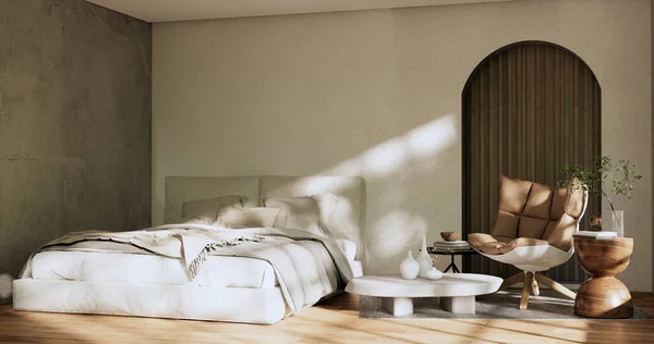 Minimalistische Wabisabi Interieur Attrappe Mit Zen Bett Pflanze Und Dekoartion — Stockfoto