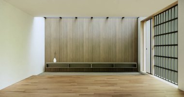 Kabine odası ahşap iç döşeme wabisabi tarzı 3D