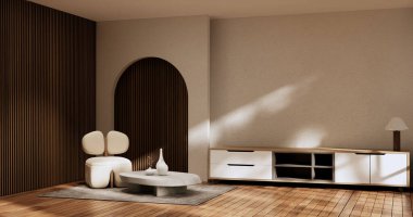 Kabine odası ahşap iç döşeme wabisabi tarzı 3D