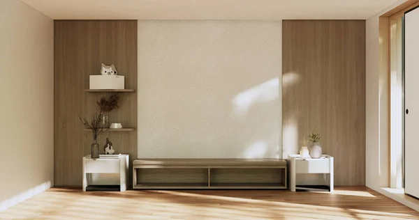Cabinet Room Wooden Interior Wabisabi Style Rendering — Stock Photo, Image