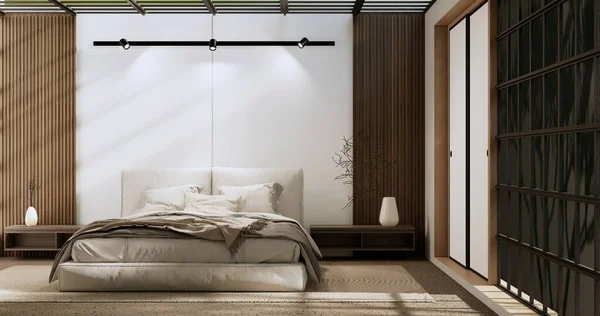 Usine Chambre Coucher Wabisabi Minimaliste Décoartion Dans Chambre Japonaise Rendu — Photo