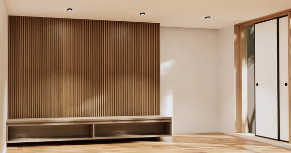 Kabinet Pokoj Dřevěný Interiér Wabisabi Style Vykreslování — Stock fotografie