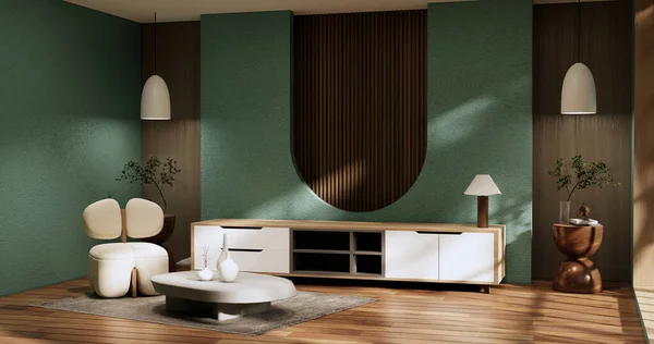 Cabinet Design Bois Sur Menthe Intérieur Pièce Moderne Style Rendu — Photo