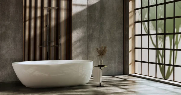 Bath Toilet Bathroom Japanese Wabi Sabi Style Rendering — Stock Photo, Image