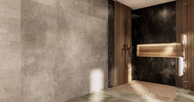 Boş odanın içini temizliyorum. Japon Wabi Sabi 3D tasarımı.