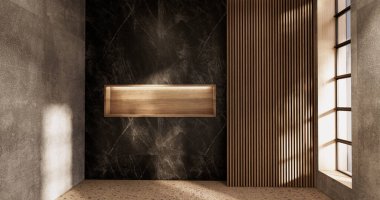 Boş odanın içini temizliyorum. Japon Wabi Sabi 3D tasarımı.