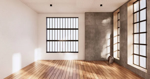 Limpieza Habitación Vacía Interior Japandi Wabi Sabi Style Rendering — Foto de Stock