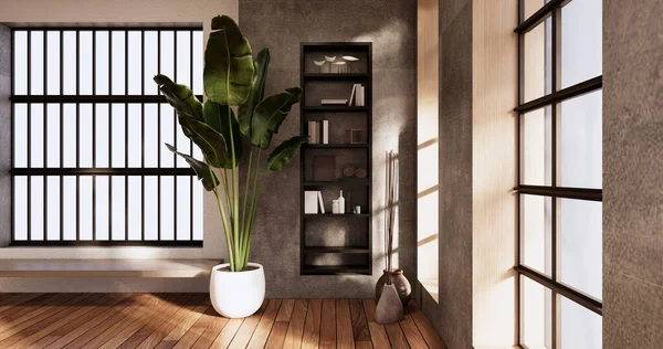 Limpeza Quarto Vazio Interior Japandi Wabi Sabi Style Renderização — Fotografia de Stock