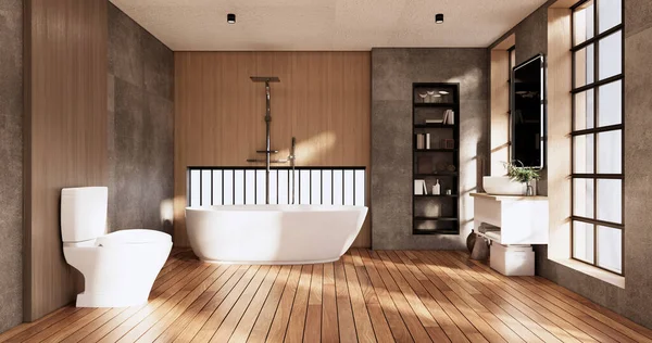 Het Bad Toilet Badkamer Japanse Wabi Sabi Stijl Rendering — Stockfoto