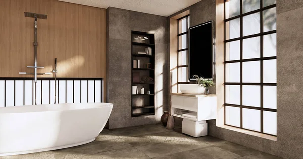 Baño Inodoro Cuarto Baño Japonés Wabi Sabi Style Rendering — Foto de Stock