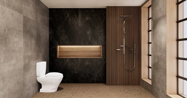 Bagno Toilette Bagno Giapponese Wabi Sabi Style Rendering — Foto Stock