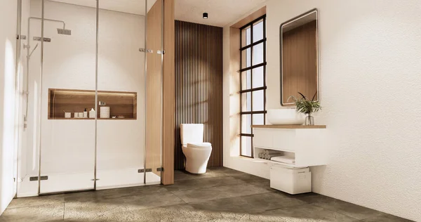Fürdő Fürdőszobában Japán Wabi Sabi Stílus Renderelés — Stock Fotó