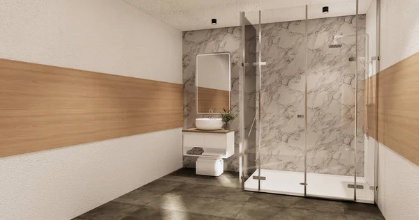 Banho Banheiro Wabi Japonês Sabi Estilo Renderização — Fotografia de Stock