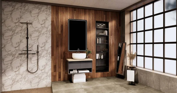 バスルームのバスルームとトイレ日本語わびさびスタイル 3Dレンダリング — ストック写真