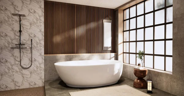 Baño Inodoro Cuarto Baño Japonés Wabi Sabi Style Rendering — Foto de Stock