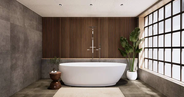 Het Bad Toilet Badkamer Japanse Wabi Sabi Stijl Rendering — Stockfoto