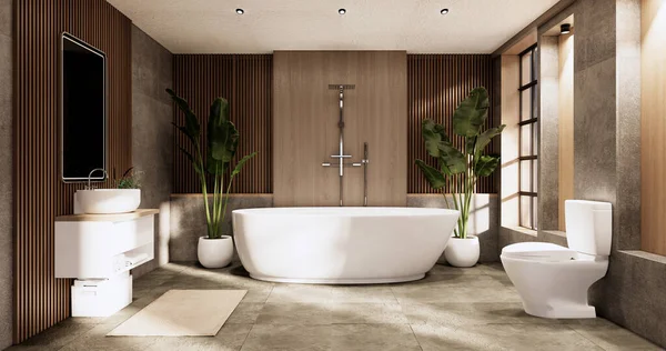 Het Bad Toilet Badkamer Japanse Wabi Sabi Stijl Rendering — Stockfoto