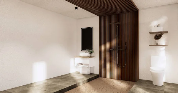 Koupelna Koupelna Japonský Wabi Sabi Styl Vykreslování — Stock fotografie