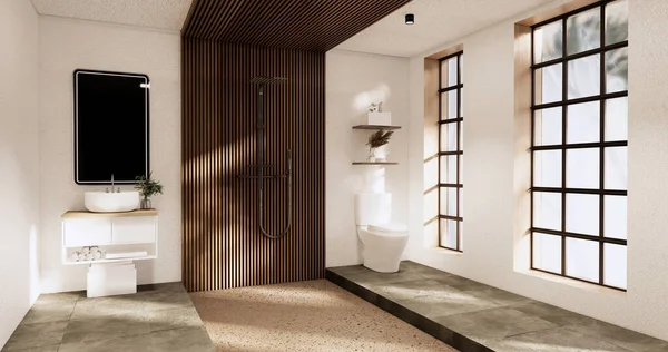 Mandi Dan Toilet Kamar Mandi Gaya Wabi Sabi Jepang Rendering — Stok Foto
