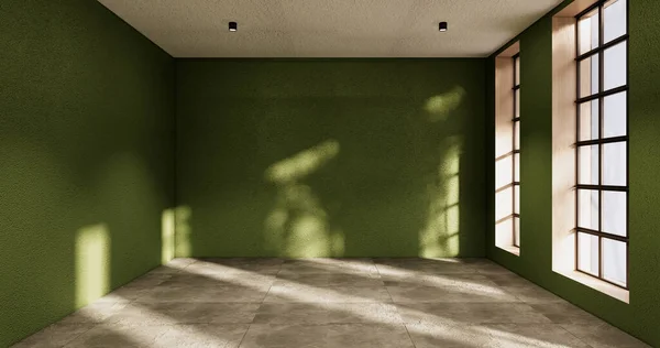 Vacío Limpio Verde Habitación Moderna Estilo Japonés Representación — Foto de Stock
