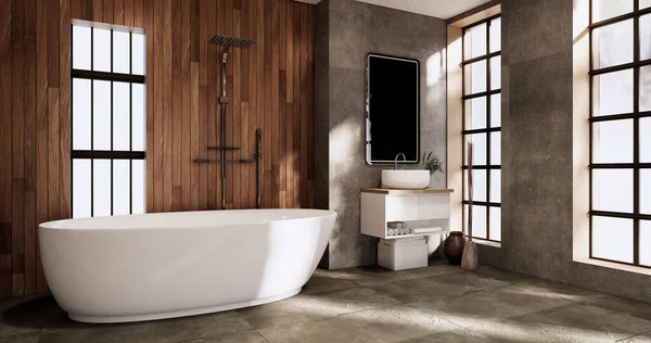 Bath Toilet Bathroom Japanese Wabi Sabi Style Rendering — Stock Photo, Image