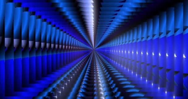 Fractal Tunnel Cells Blue Shades Glimpses Rays Digital Technologies Background — Vídeo de Stock
