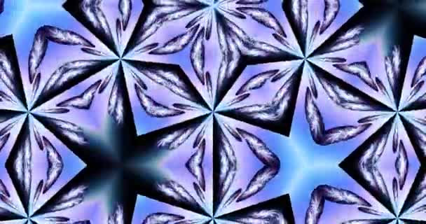 Blue White Kaleidoscope Stylized Winter Christmas Theme Abstract Motion Graphics — Stock Video