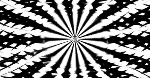 Patrones Caleidoscópicos Giratorios Monocromáticos Colores Blanco Negro Gráficos Movimiento Abstractos — Vídeos de Stock