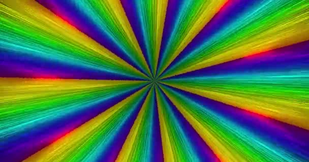 Multi Colored Rays Emerge Center Frame Rotate — Αρχείο Βίντεο