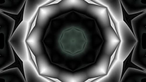 Patterns Monochrome Rotating Kaleidoscopes Black Background Abstract Motion Graphics Fractal — Stock Video