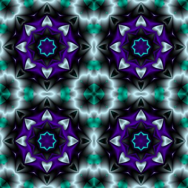 Mor, yeşil ve gri. Hareket Grafikleri Deseni. Fraktal animasyon. Soyut Kaleydoskop Arkaplanı.