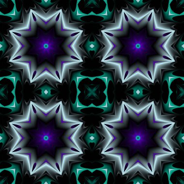 Mor, yeşil ve gri. Hareket Grafikleri Deseni. Fraktal animasyon. Soyut Kaleydoskop Arkaplanı.