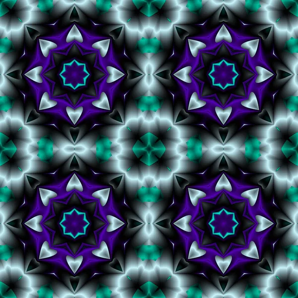 Фиолетовый Зеленый Серый Модель Motion Graphics Фрактальная Анимация Аннотация Kaleidoscope — стоковое фото