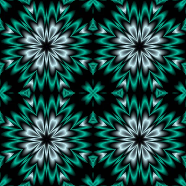 Groene Grijze Bloemen Zwarte Motion Graphics Patroon Fractale Animatie Abstract — Stockfoto