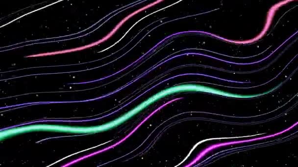 Very Nice Background Video Multicolored Glowing Waves Moving Running Glowing — Stock Video