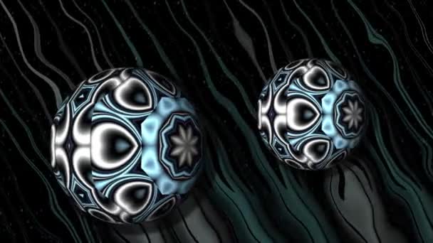 Two Christmas Tree Decorations Ornamented Balls Rotate Axis Different Distances — Stock Video