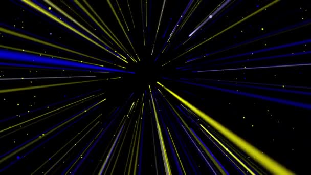 Yellow Blue Rays Light Approach Viewer Change Angle Illumination Background — Stockvideo