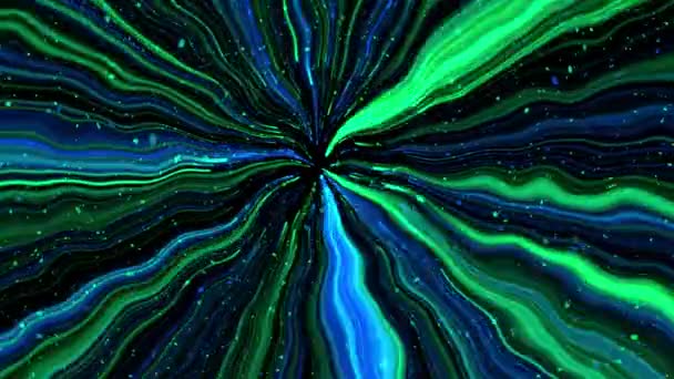 Geanimeerde Achtergrond Video Met Golvende Lichtstralen Blauwe Groene Tinten Eindeloze — Stockvideo