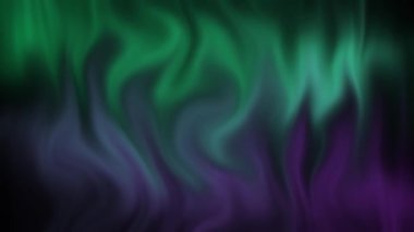Stylized flame in green and purple tones on a dark background. Abstract animated background fractal video. Endless cycle. The loop.