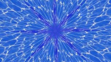 White luminous ribbons are distorted against a blue background, creating the effect of water. Floral motifs. Background animation video. Endless cycle. The loop.