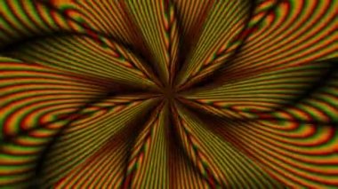 Rays of light of red and yellow tints with iridescent streaks come out of the center of the frame and flicker. Animated background video. Endless cycle. The loop.