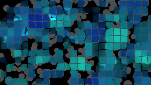 Mosaic Light Spots Blue Tones Approaches Viewer Background Animated Video — Stockvideo