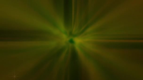 Flickering Yellow Green Beams Light Dark Background Stars Glass Effect — Wideo stockowe