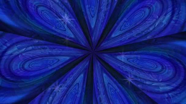 Kaleidoscope Blue Beams Light Forming Flower Constantly Changes Its Shape — Stockvideo